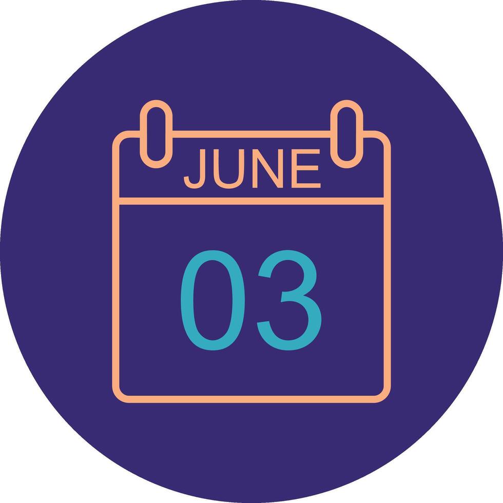 June Line Two Color Circle Icon vector