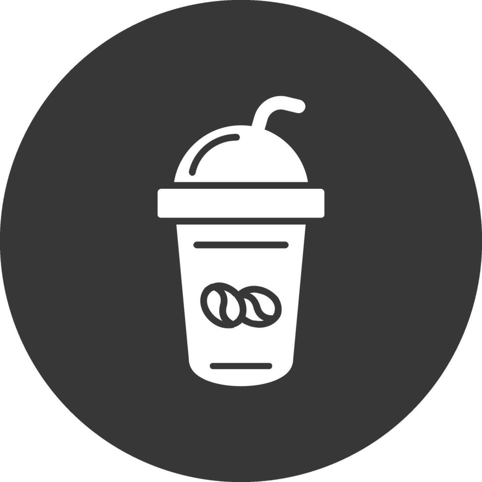 Coffee Shake Glyph Inverted Icon vector