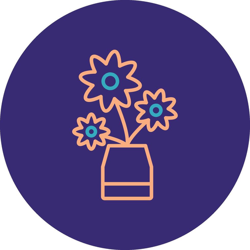 Flower Line Two Color Circle Icon vector