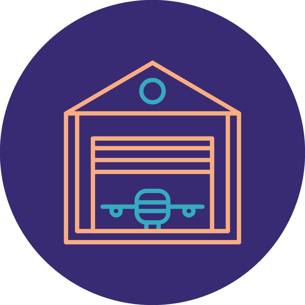 Hangar Line Two Color Circle Icon vector