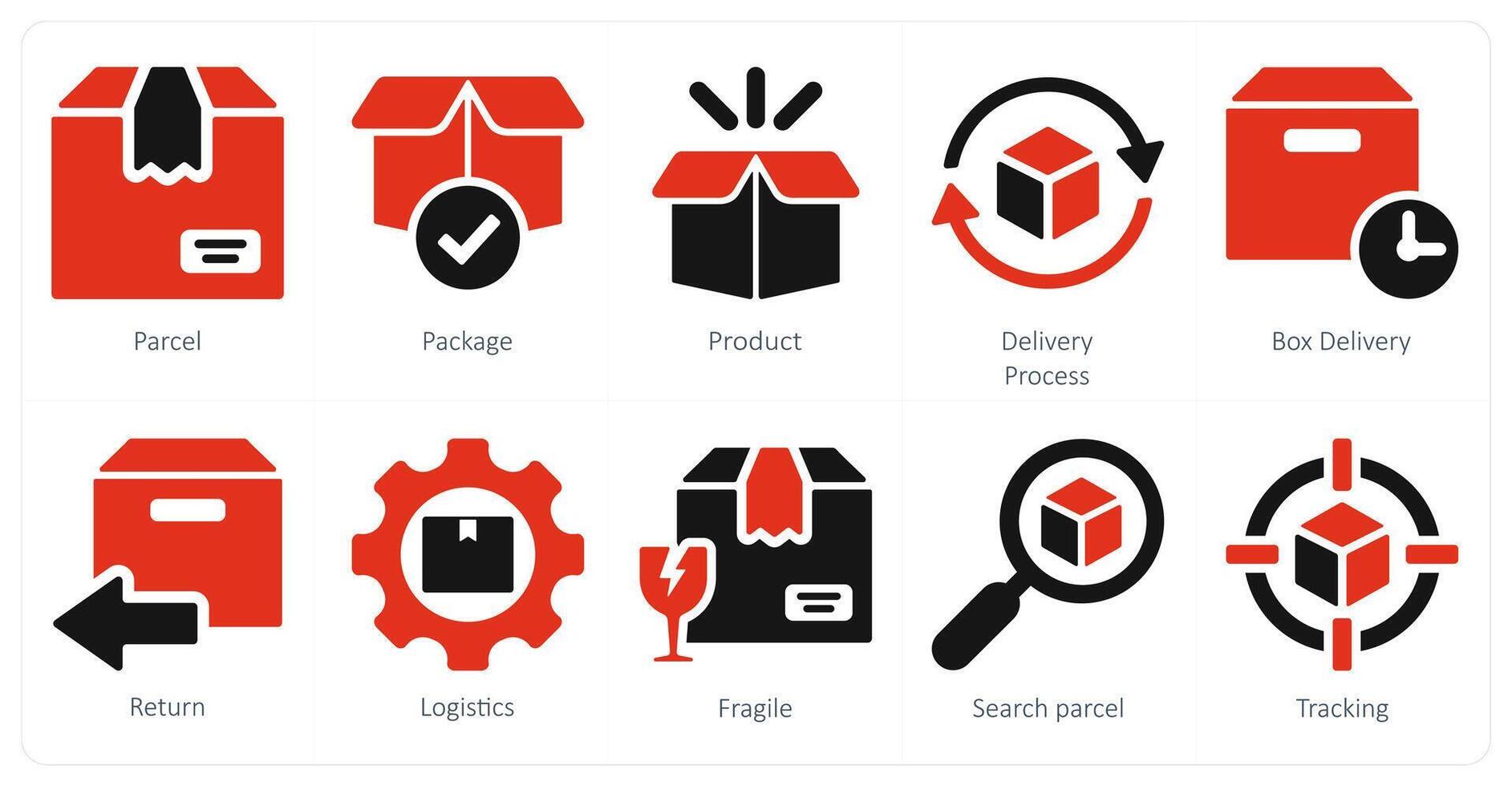 A set of 10 delivery icons as parcel, package, product vector