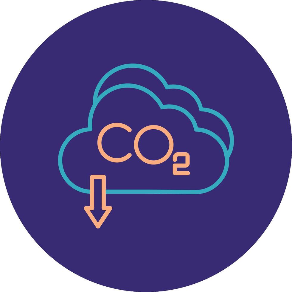 co2 línea dos color circulo icono vector