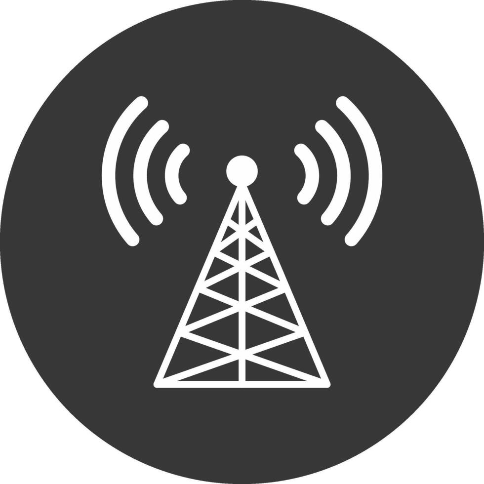Radio Tower Glyph Inverted Icon vector