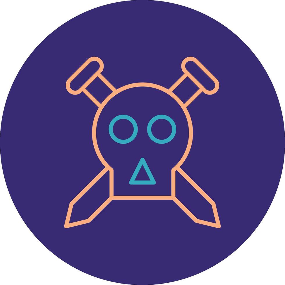 Skull Line Two Color Circle Icon vector