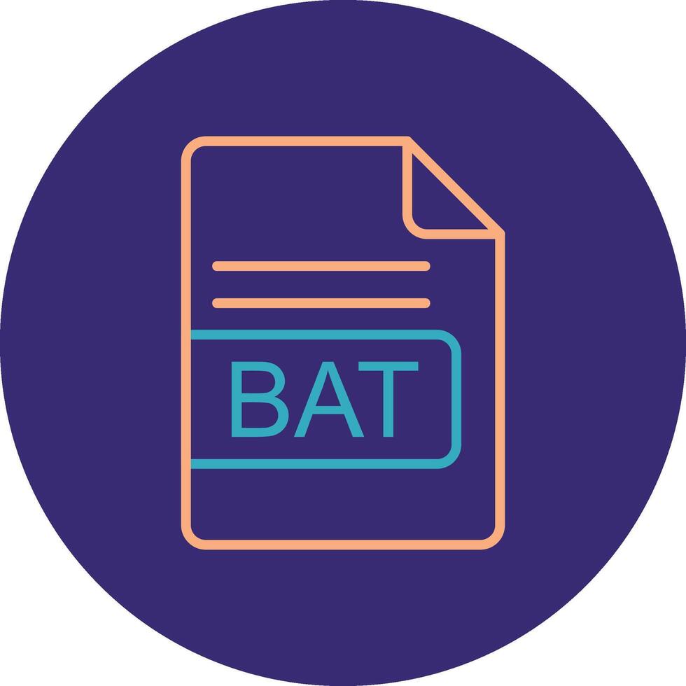 BAT File Format Line Two Color Circle Icon vector