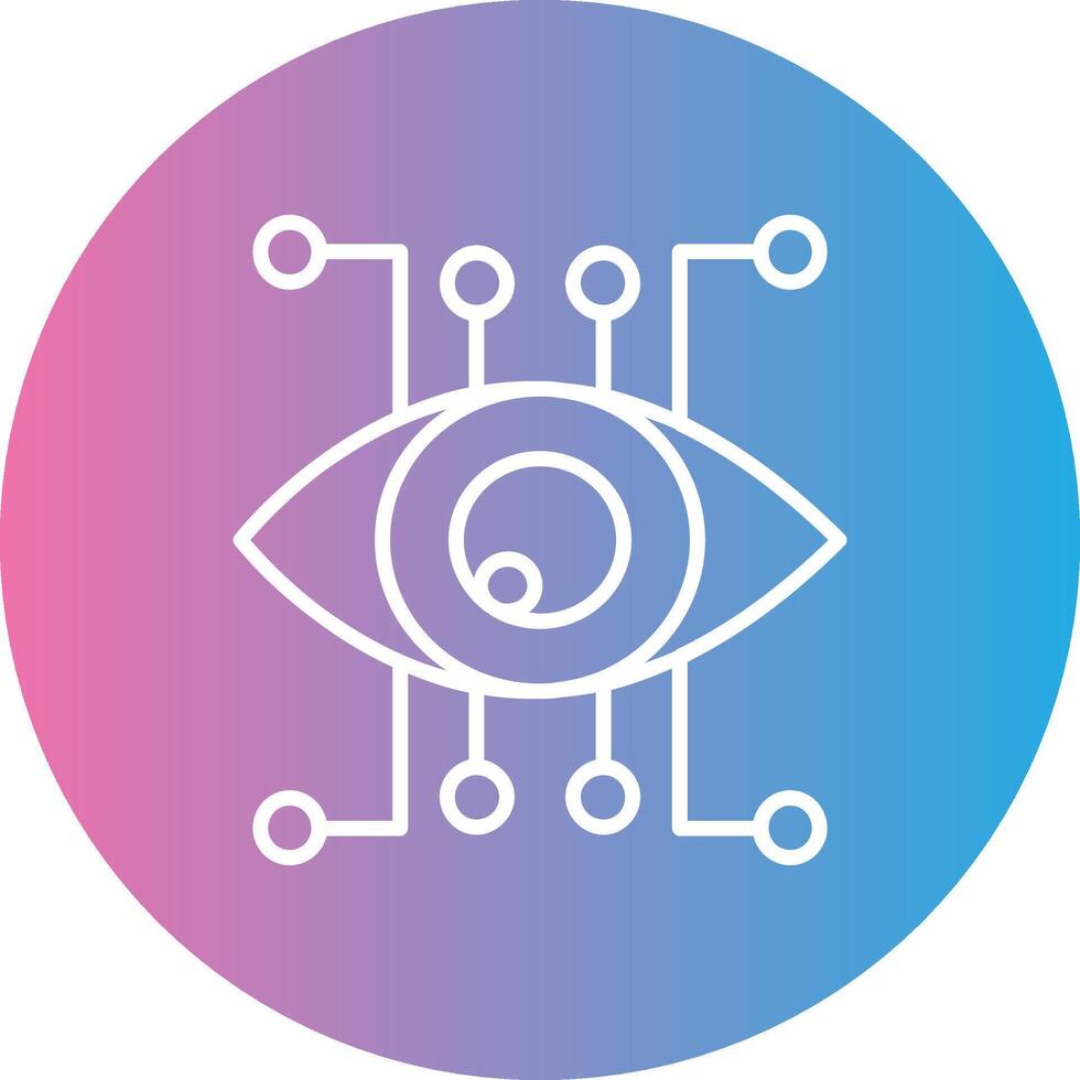 Eye Recognition Line Gradient Circle Icon vector