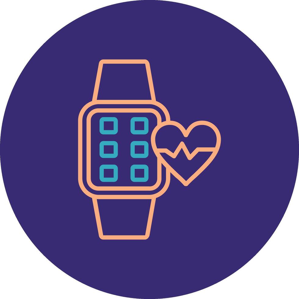 Heart Rate Line Two Color Circle Icon vector