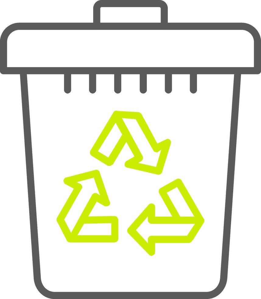 papelera de reciclaje, línea, dos colores, icono vector