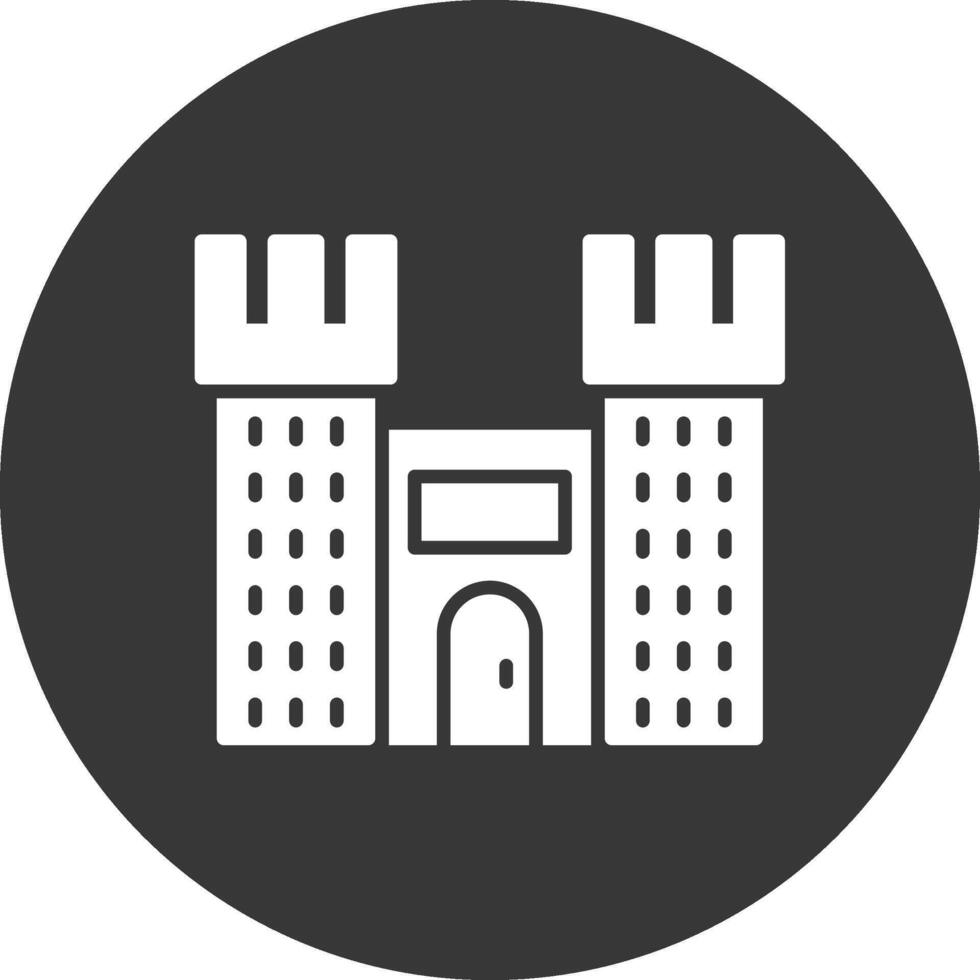 Castle Glyph Inverted Icon vector