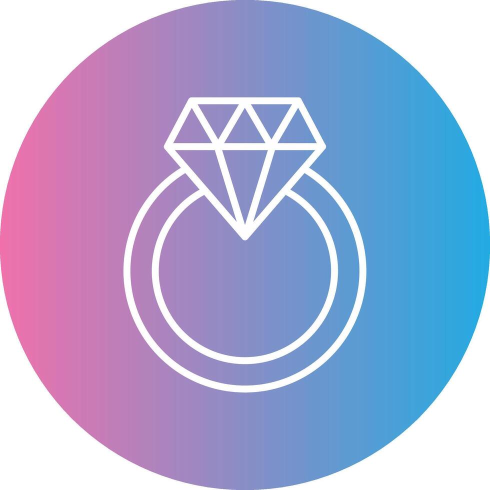 Diamond Ring Line Gradient Circle Icon vector