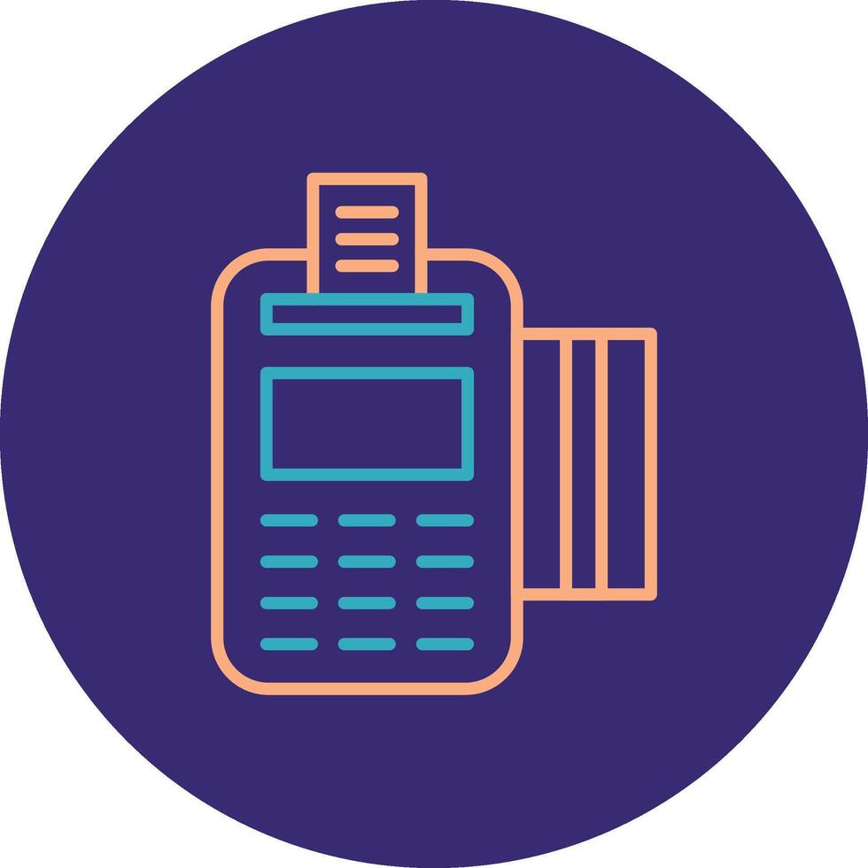 Pos Terminal Line Two Color Circle Icon vector