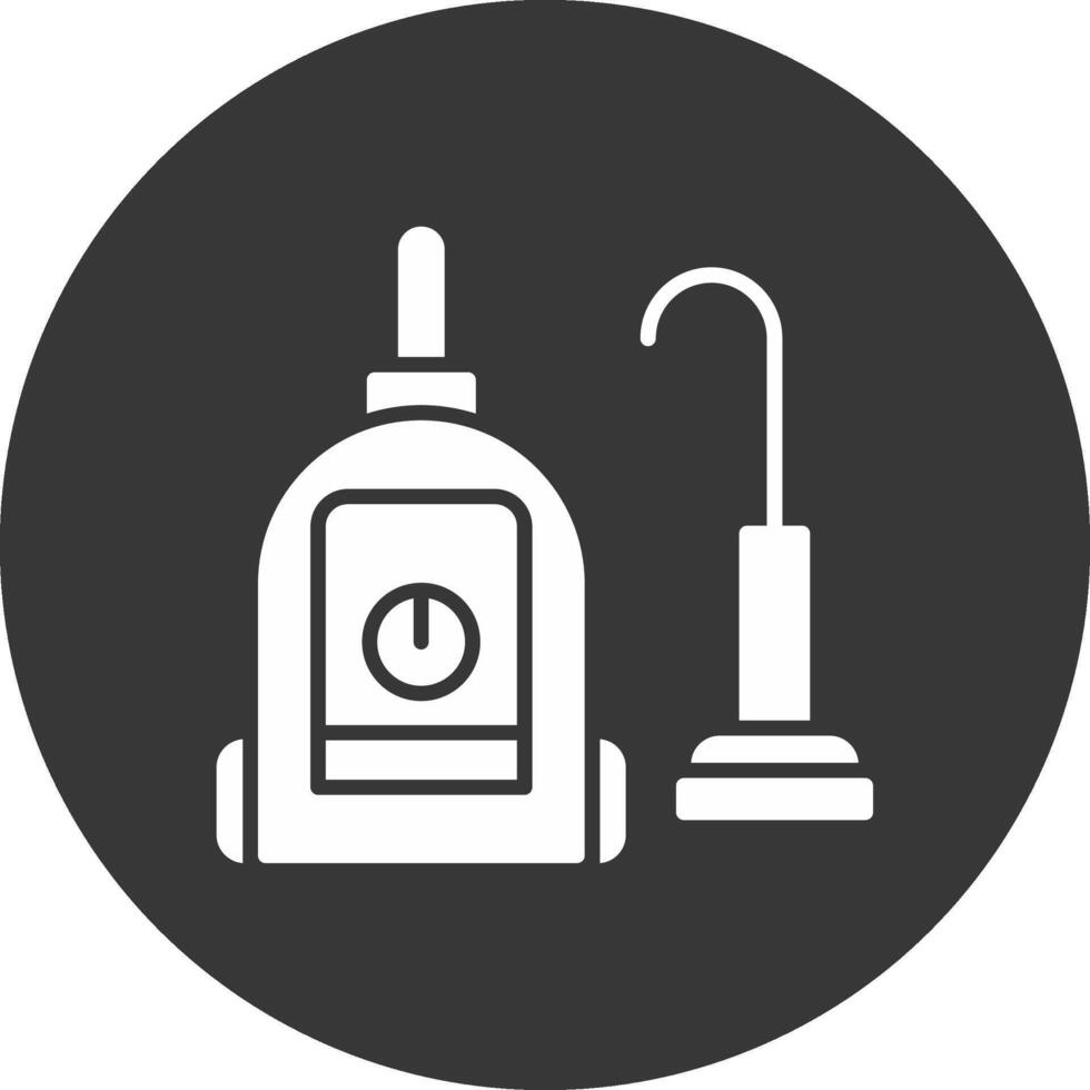 Vacuum Cleaner Glyph Inverted Icon vector