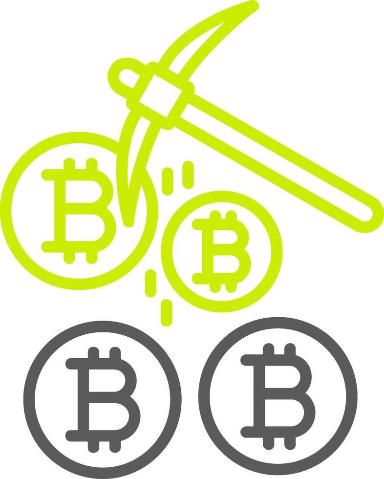 Bitcoin Mining Line Two Color Icon vector