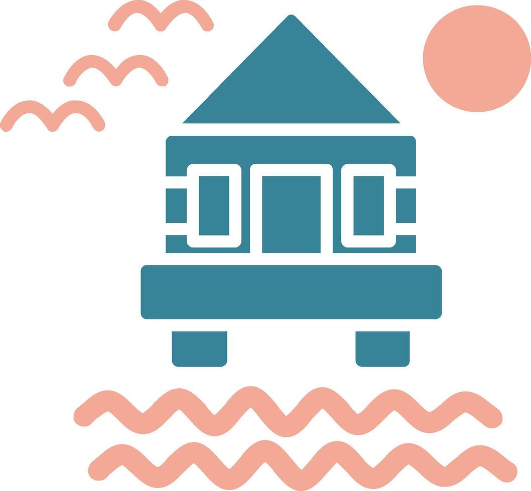 Beach Villa Glyph Two Color Icon vector