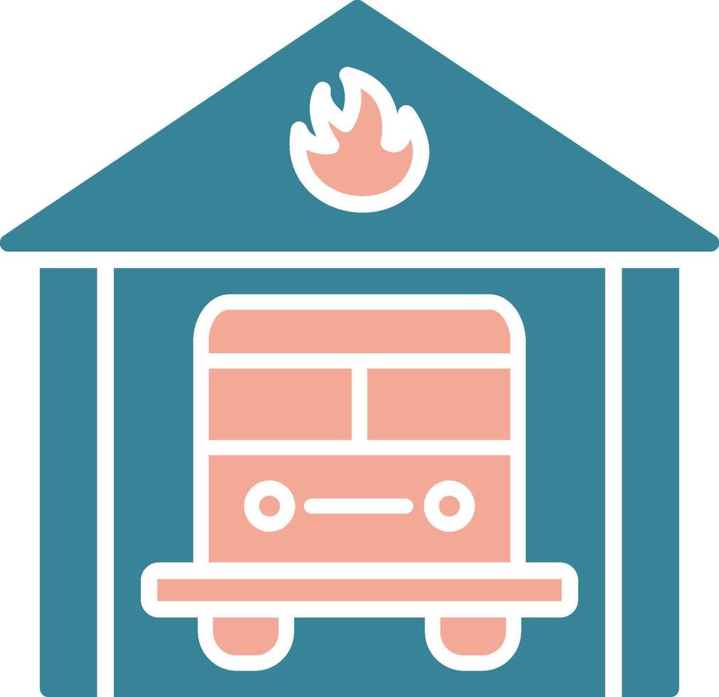 Fire Station Glyph Two Color Icon vector