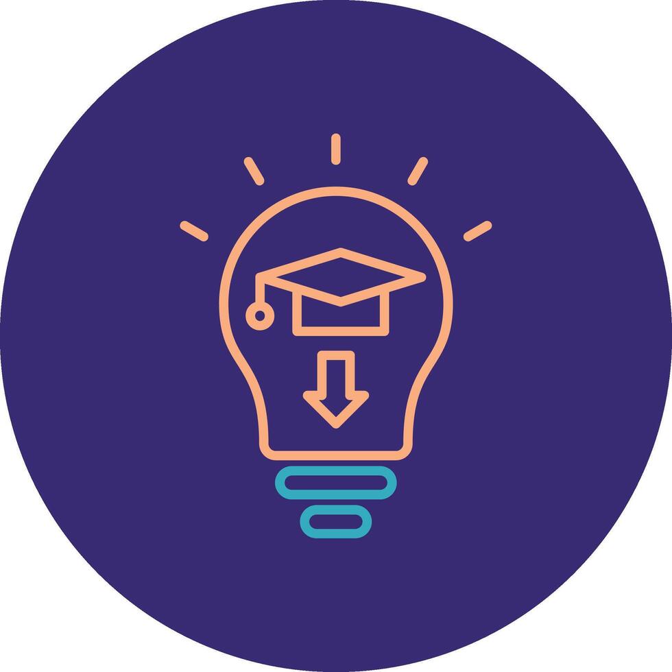 Idea Bulb Line Two Color Circle Icon vector