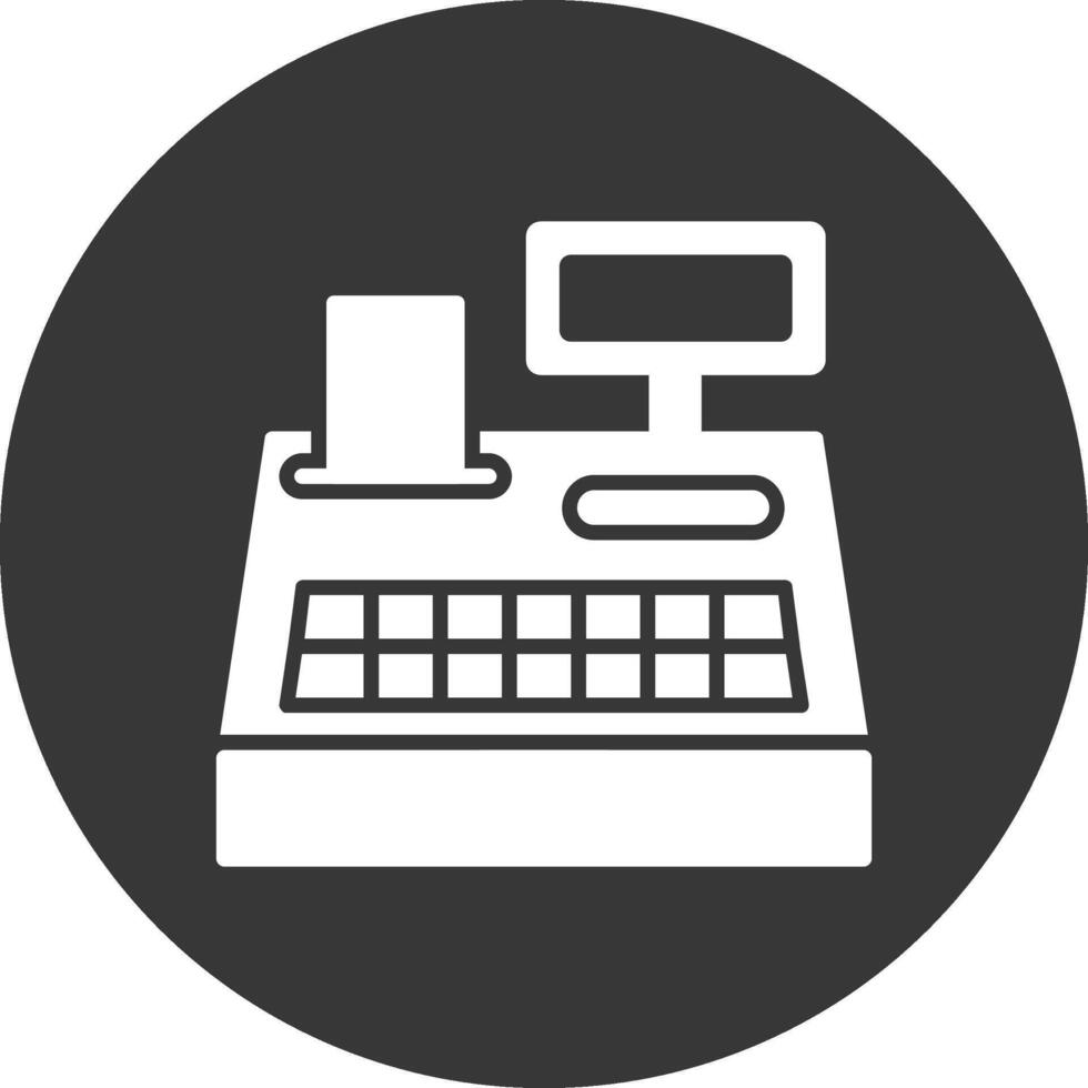 Cash Register Glyph Inverted Icon vector