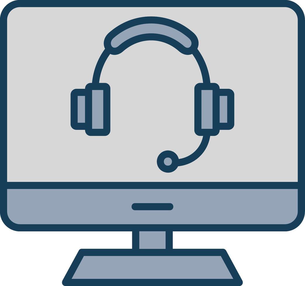 Computer Line Filled Grey Icon vector