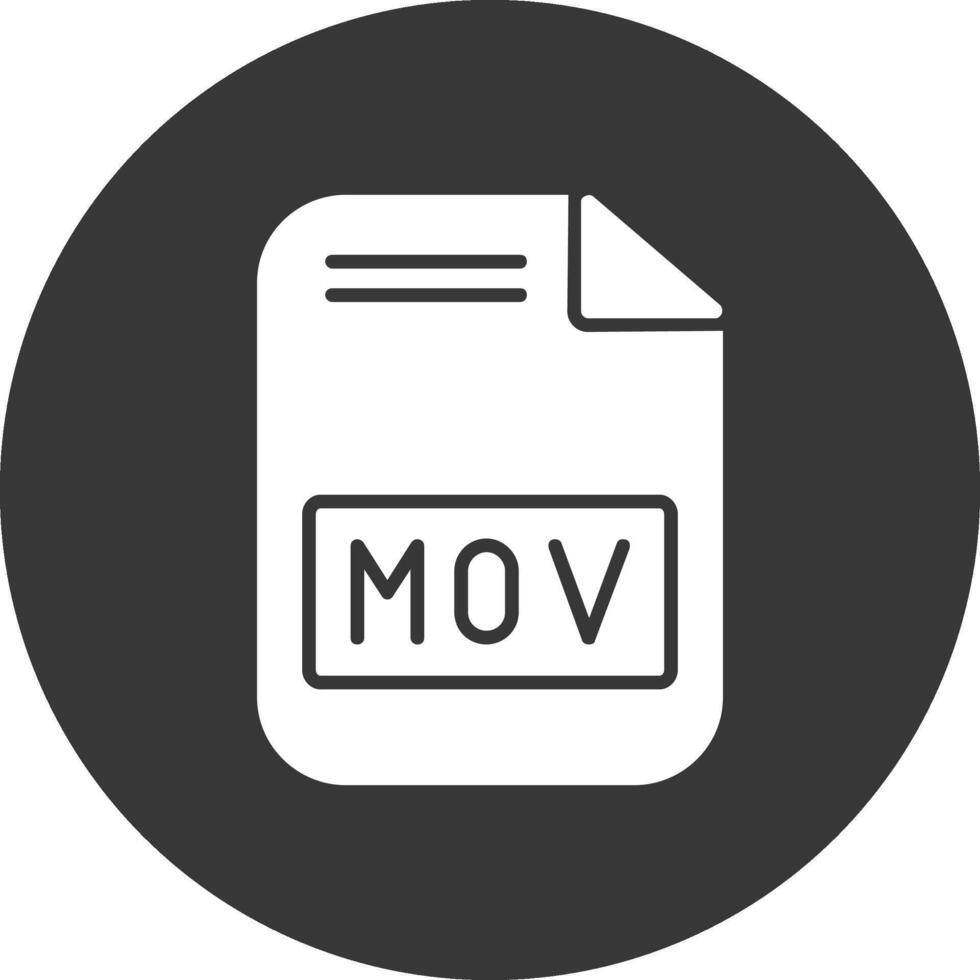 Mov File Glyph Inverted Icon vector