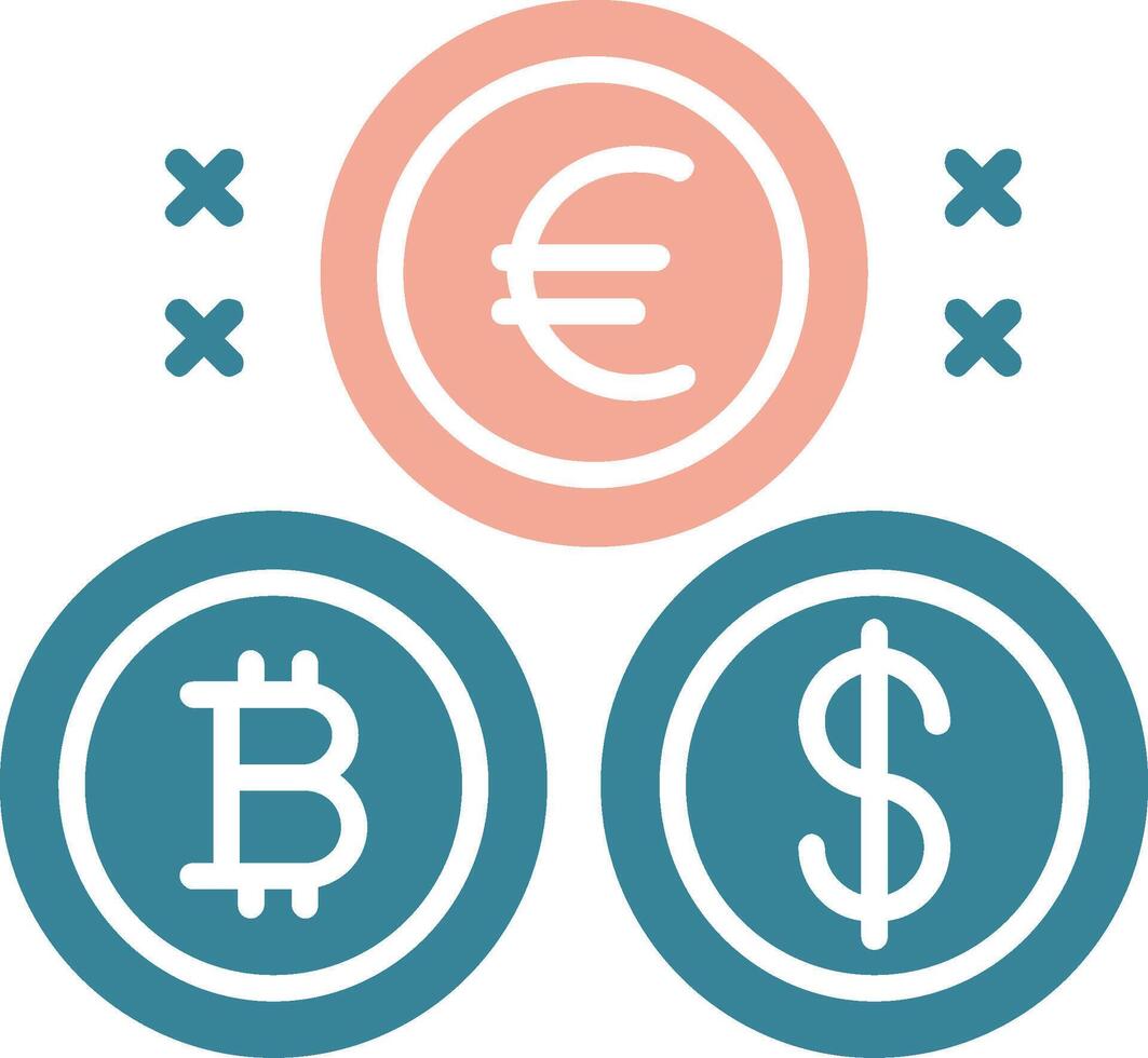 Cryptocurrency Coins Glyph Two Color Icon vector