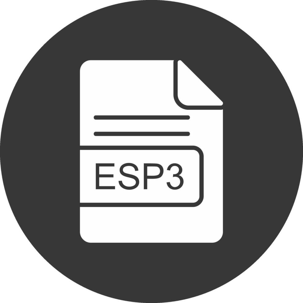 esp3 archivo formato glifo invertido icono vector