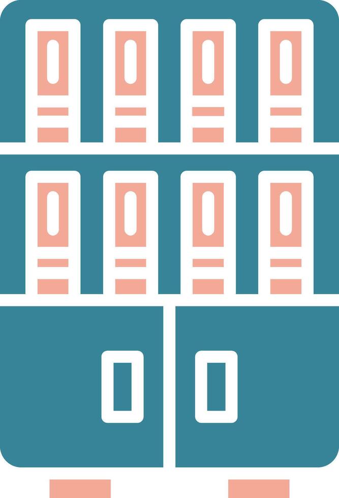 Bookshelf Glyph Two Color Icon vector
