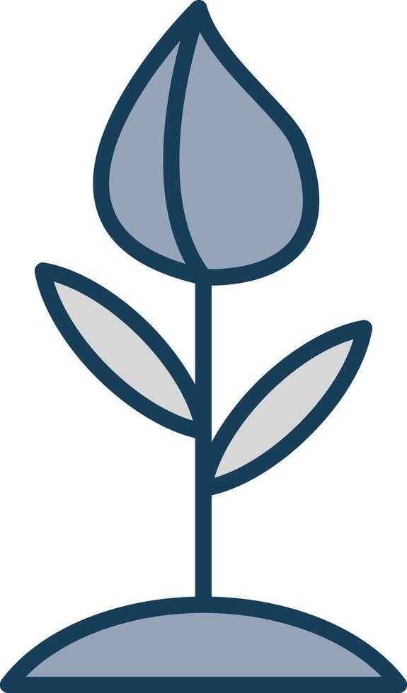 Flower Bud Line Filled Grey Icon vector