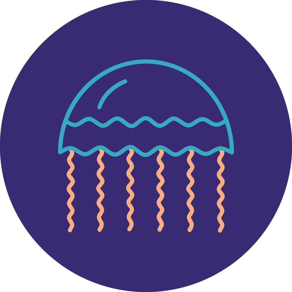 Jellyfish Line Two Color Circle Icon vector
