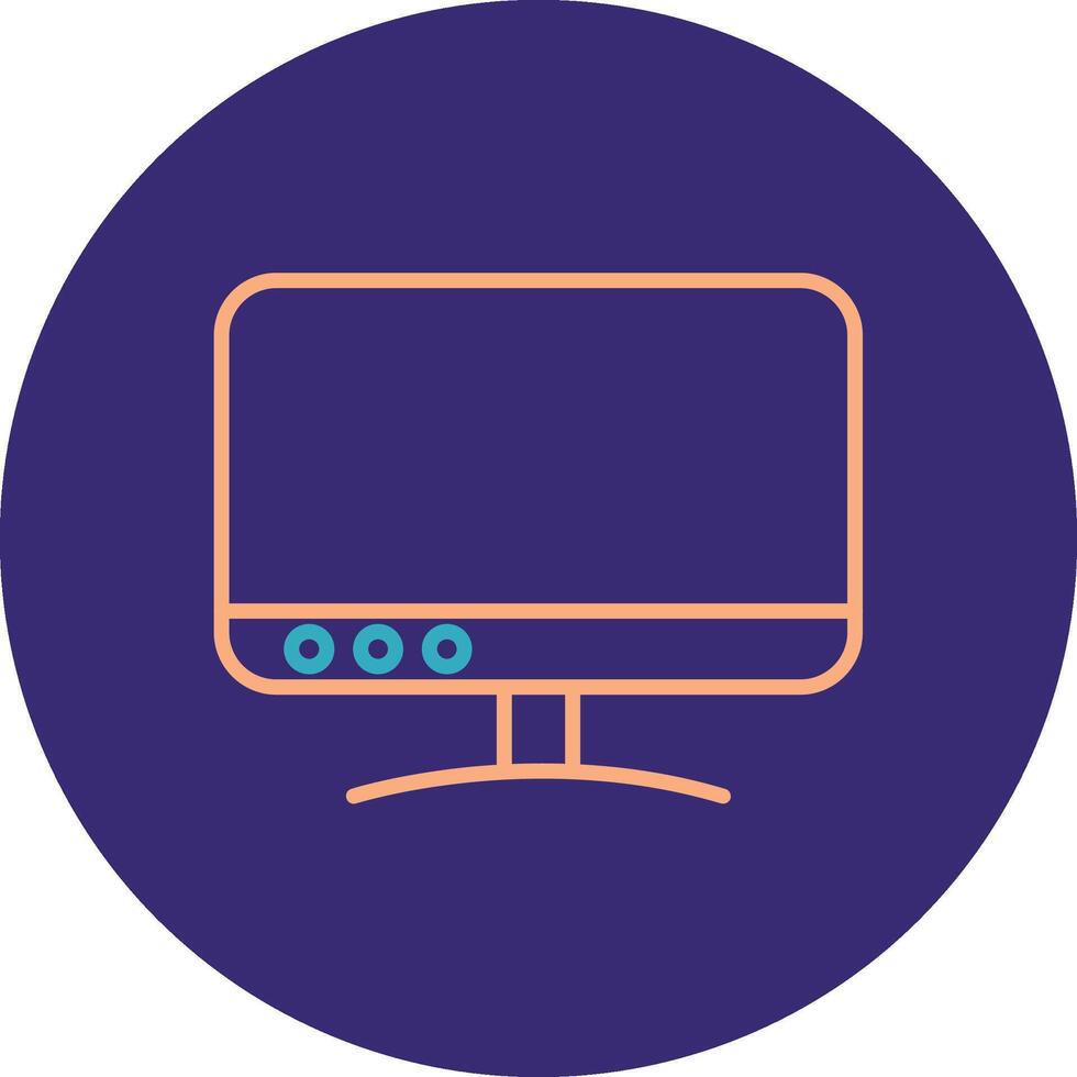 televisión línea dos color circulo icono vector