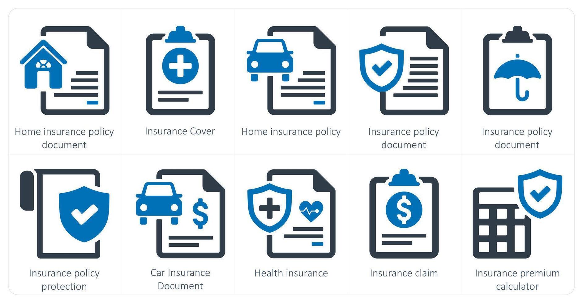 A set of 10 Insurance icons as home insurance policy document, insurance cover, home insurance policy vector