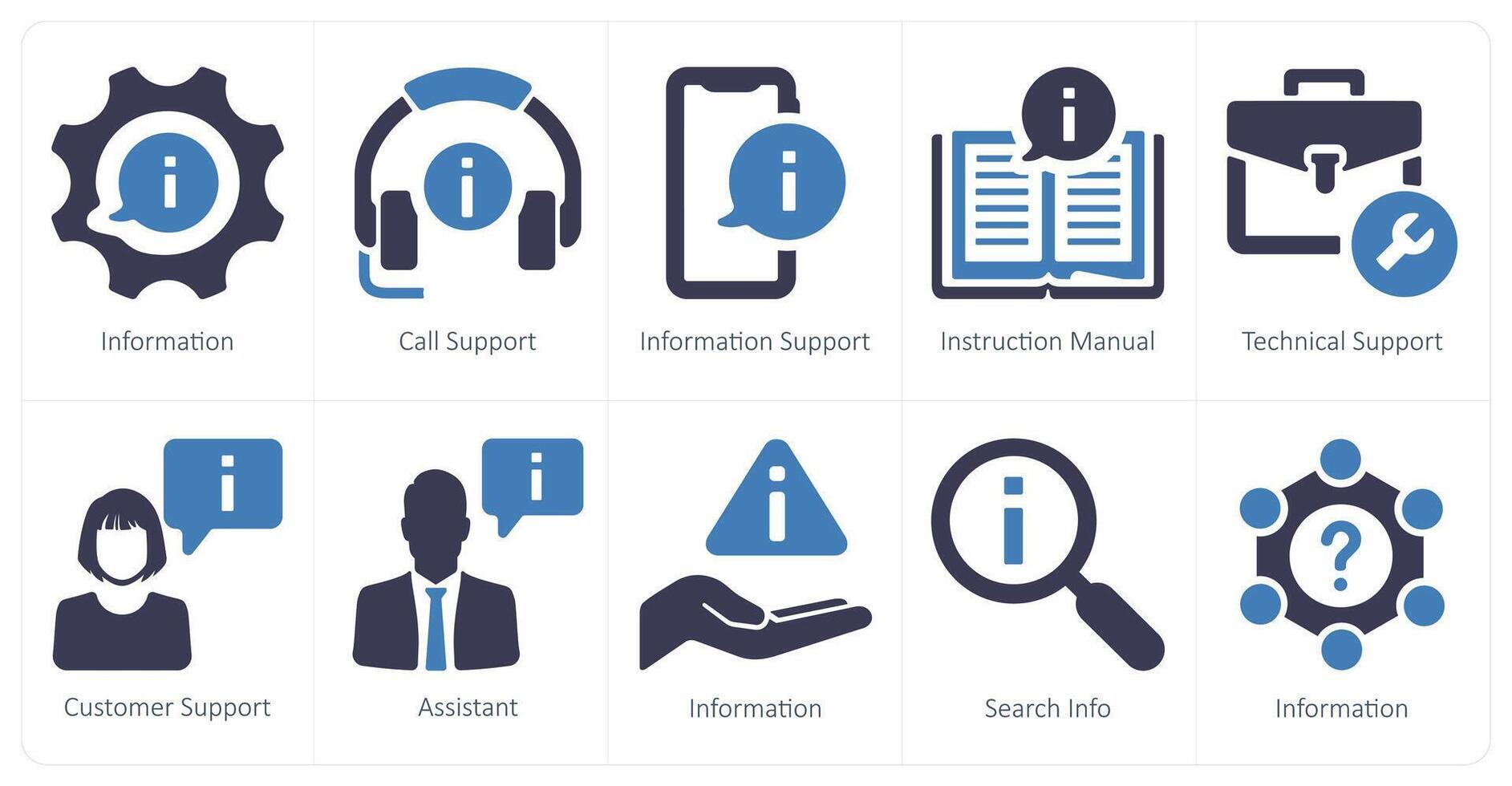 A set of 10 Customer Support icons as information, call support, information support vector