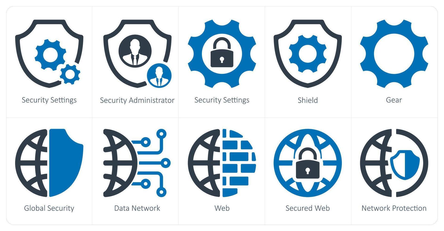 un conjunto de 10 seguridad íconos como seguridad ajustes, seguridad administrador, proteger vector