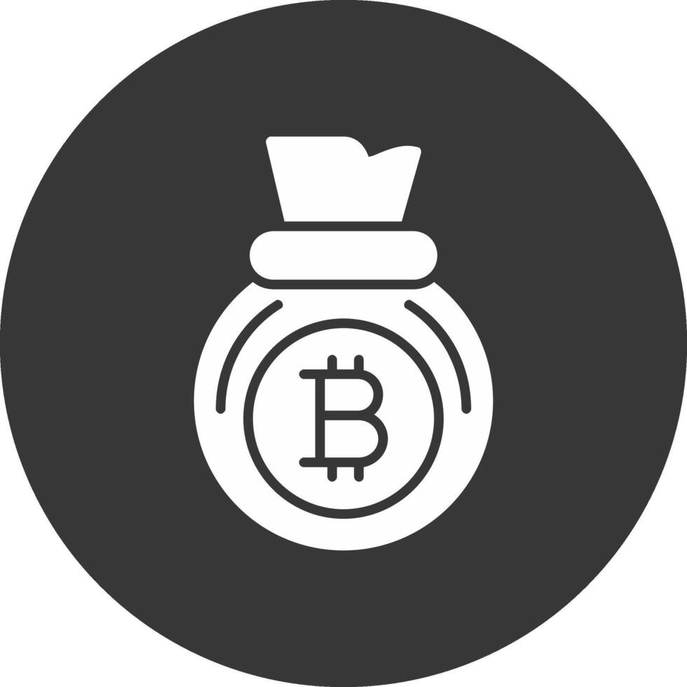 Bitcoin Bag Glyph Inverted Icon vector