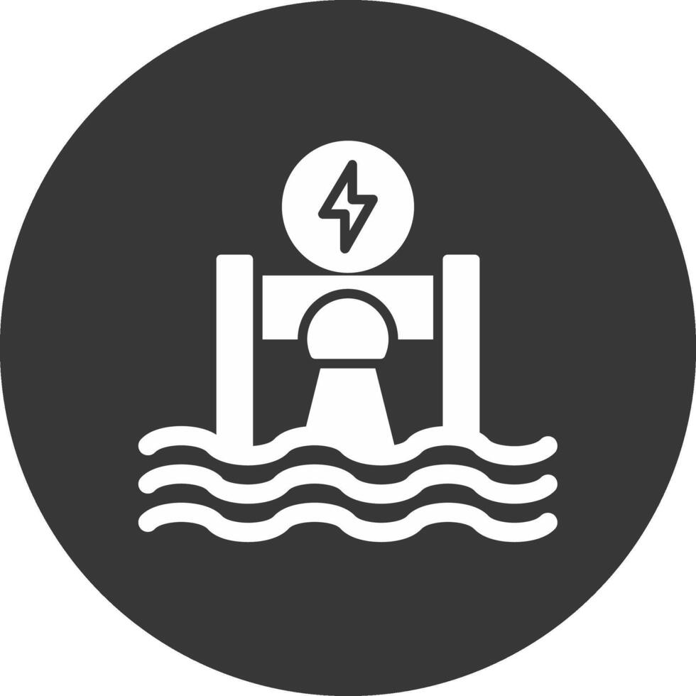 Hydroelectricity Glyph Inverted Icon vector