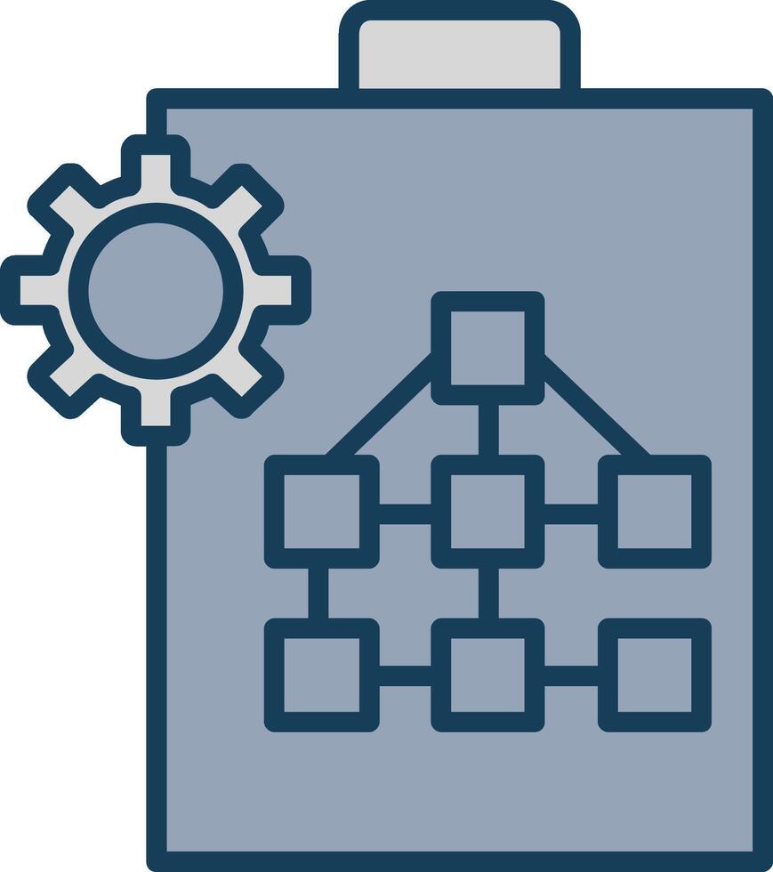 Organization Chart Line Filled Grey Icon vector