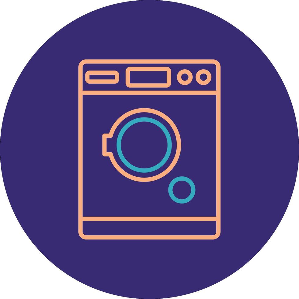 Tumble Dryer Line Two Color Circle Icon vector