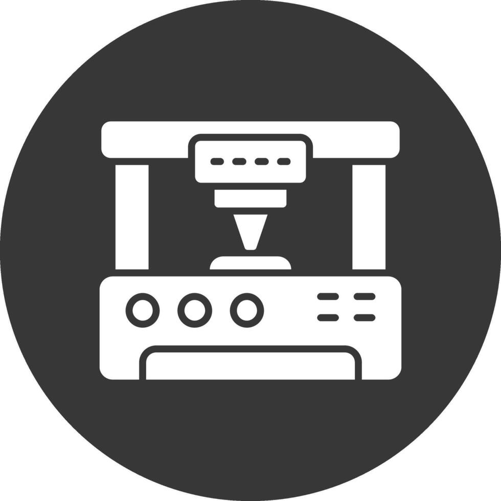 3d impresora glifo invertido icono vector
