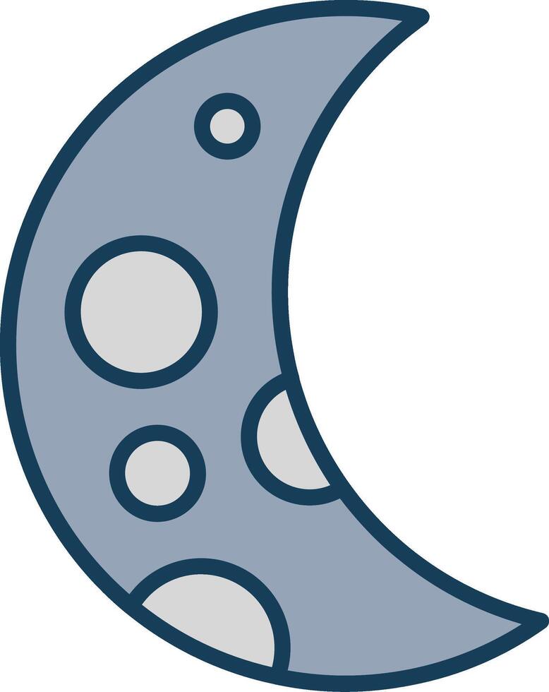 Crescent Moon Line Filled Grey Icon vector