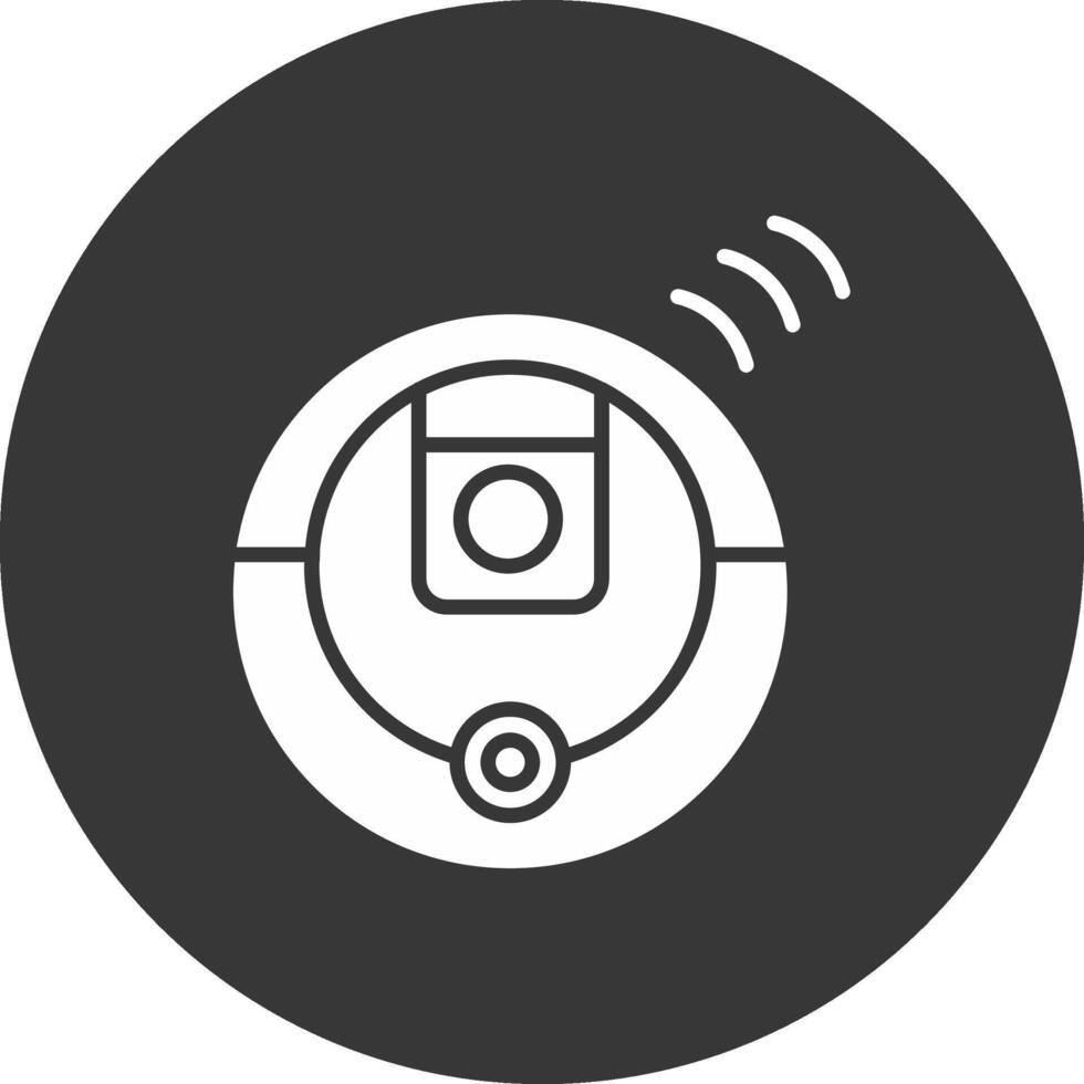 Robot Vacuum Cleaner Glyph Inverted Icon vector