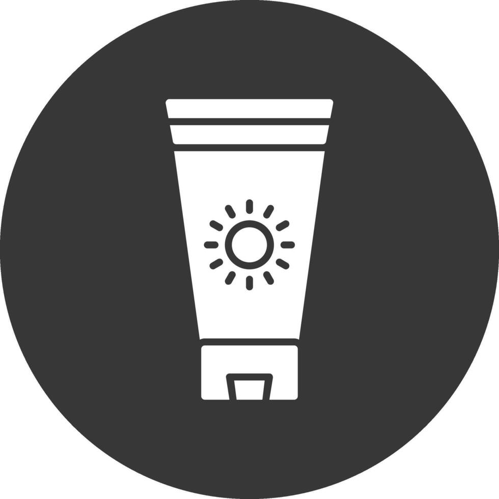 bloqueador solar crema glifo invertido icono vector