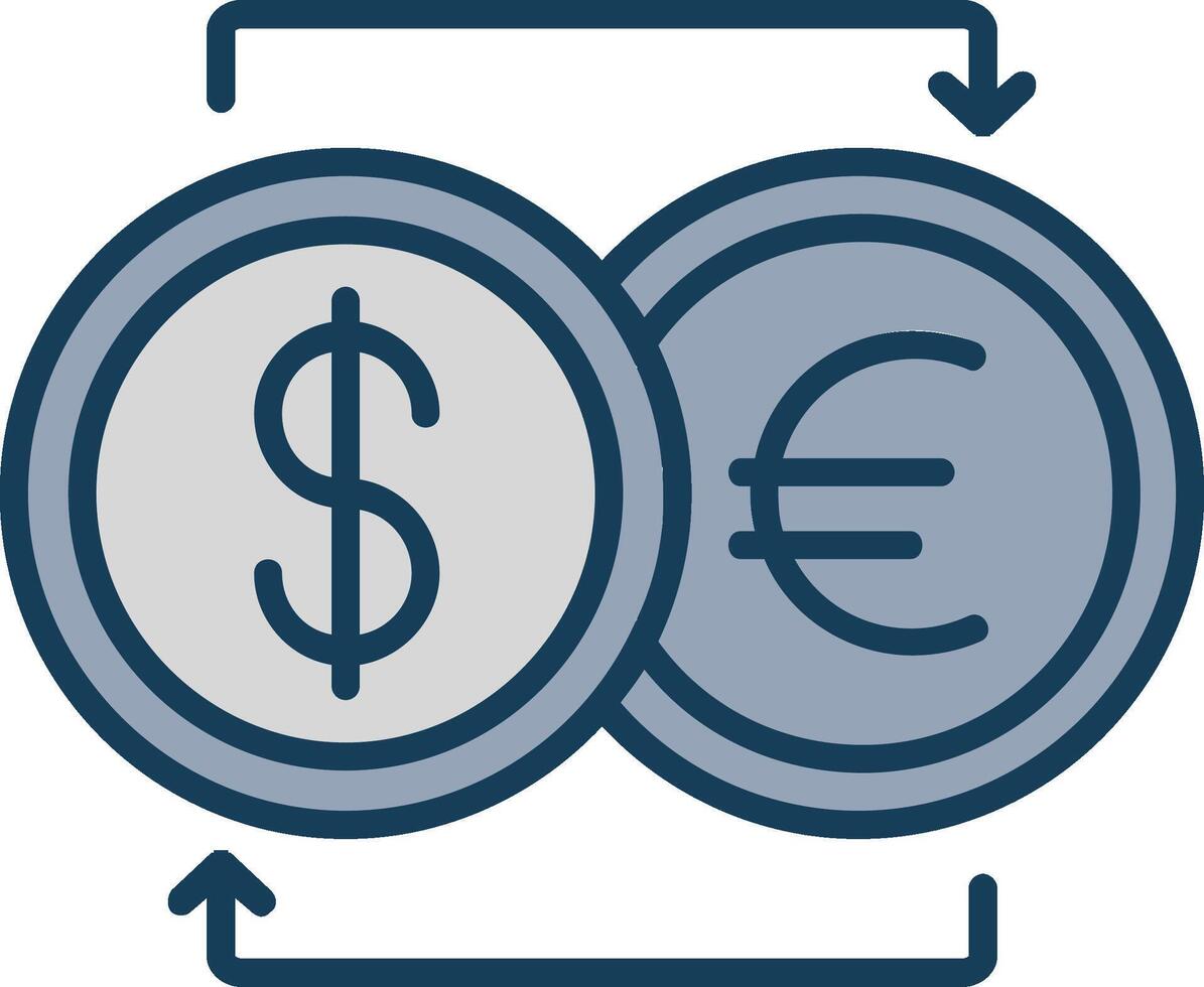 Currency Exchnage Line Filled Grey Icon vector