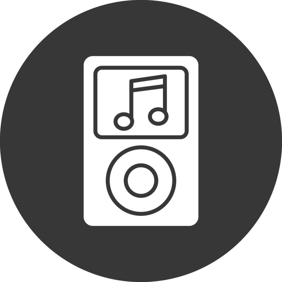 reproductor de música glifo icono invertido vector