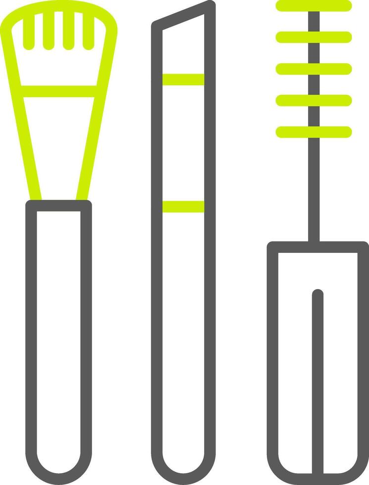 Makeup Brushes Line Two Color Icon vector