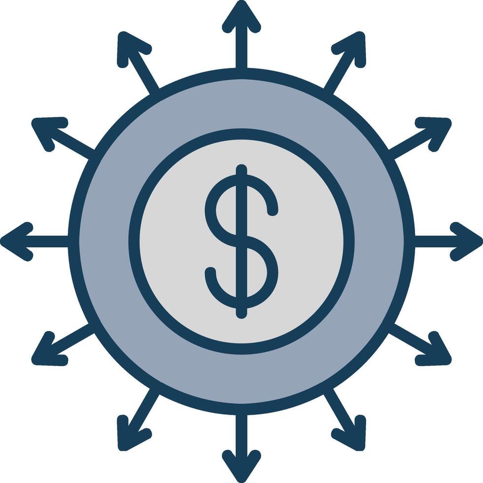 Budget Spending Line Filled Grey Icon vector