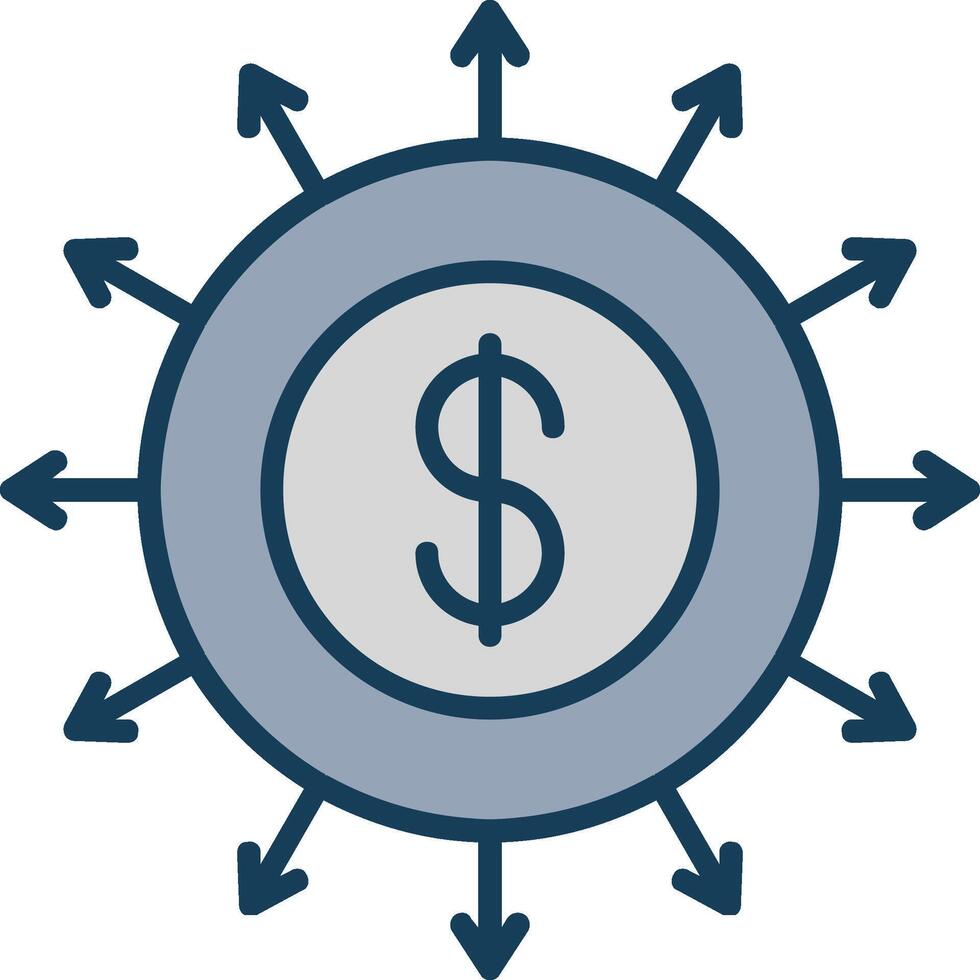 Budget Spending Line Filled Grey Icon vector