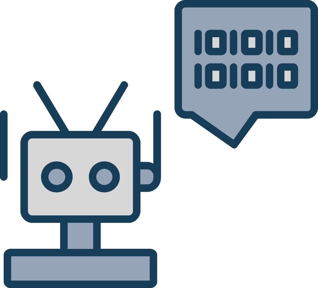 Robot Line Filled Grey Icon vector