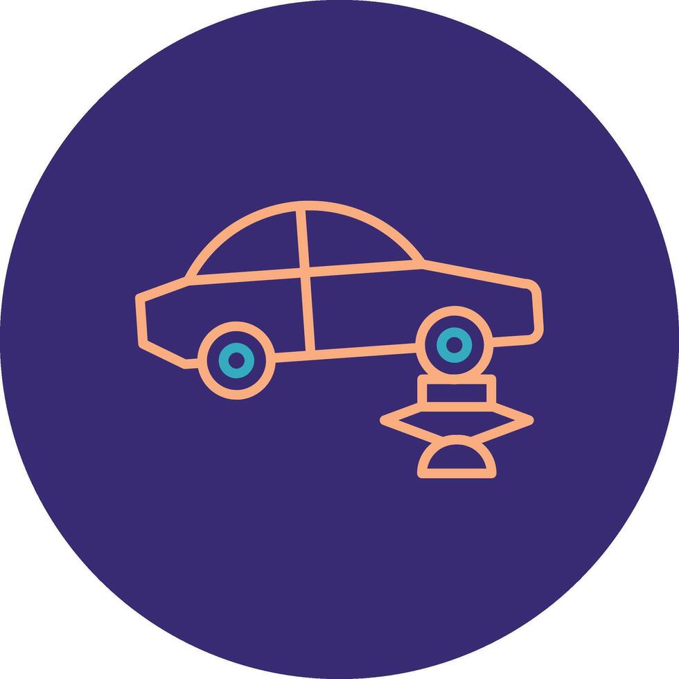 Car Jack Line Two Color Circle Icon vector