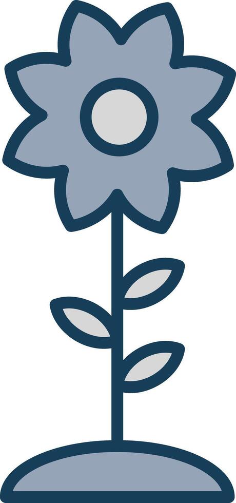 flor línea lleno gris icono vector