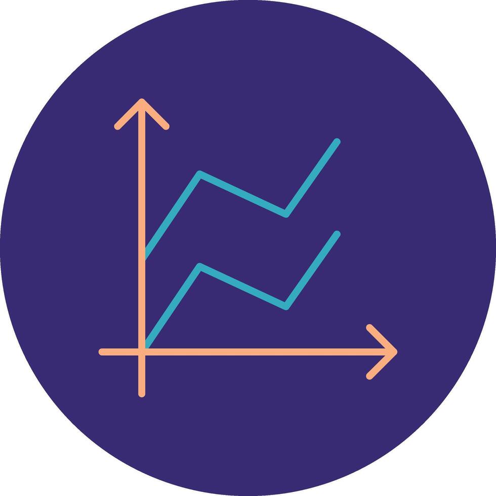 Area Graph Line Two Color Circle Icon vector