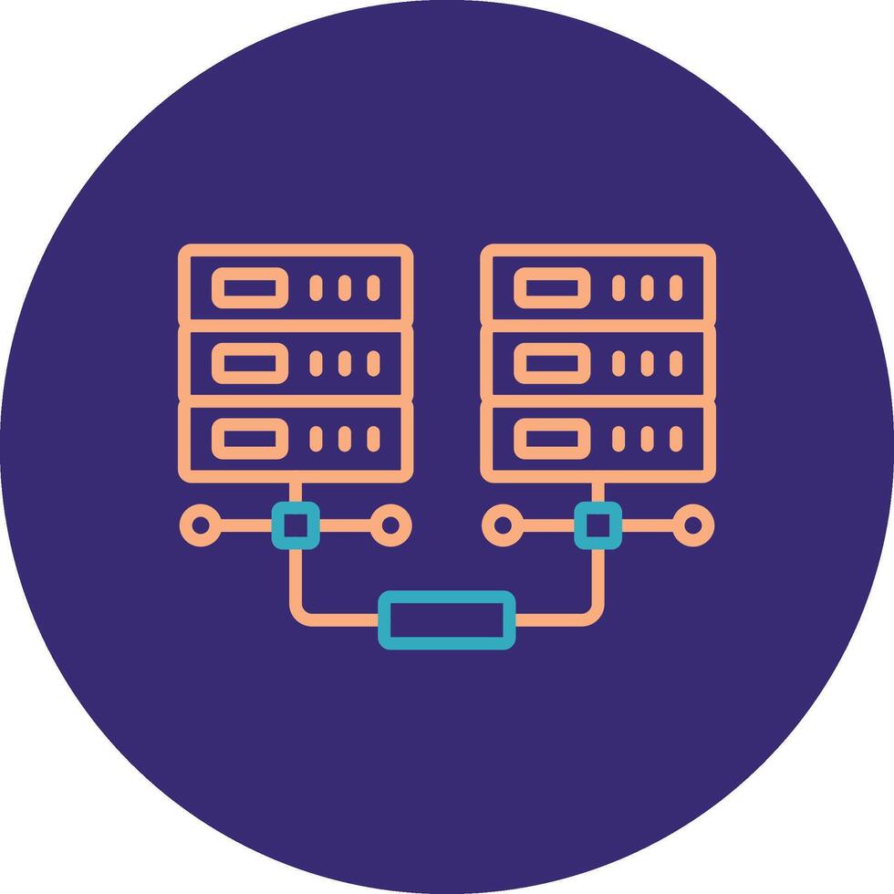 Data Network Line Two Color Circle Icon vector